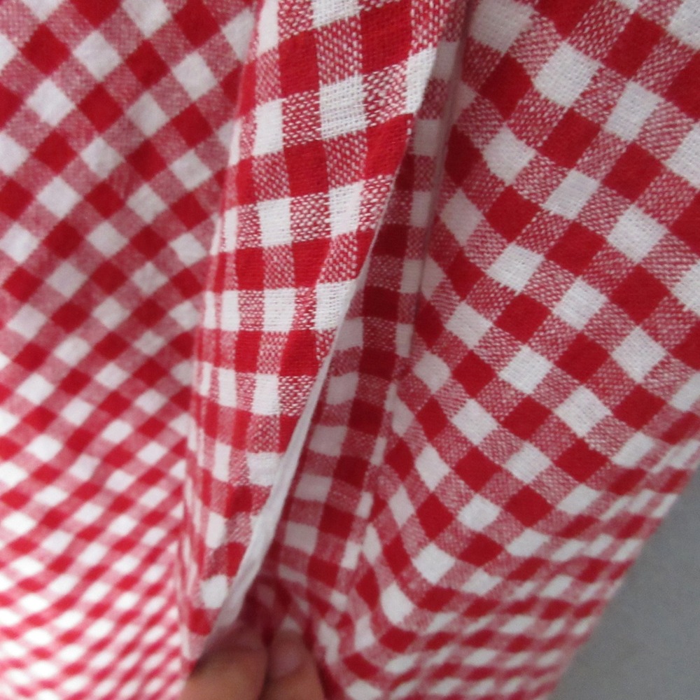 Abercrombie & Fitch Dress Red Gingham Linen Cotton Pockets Mini Smocked Cottage - Picture 4 of 10